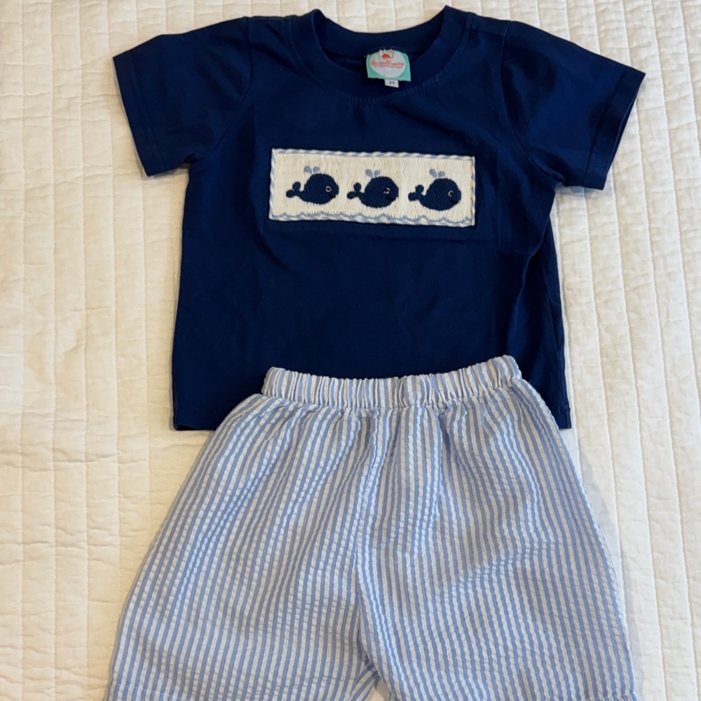 Navy Blue Whale Kids Matching Set